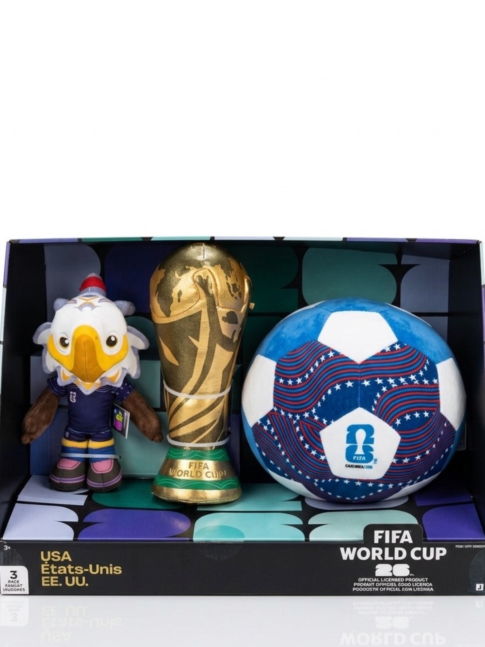 FIFA World Cup 2026 USA Set 3 Plush Trophy Ball Pet Official Jazwares NWT